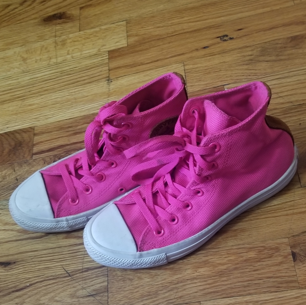 Women's Pink and Brown Suede Hi Top Convertible - Picture 7 of 11